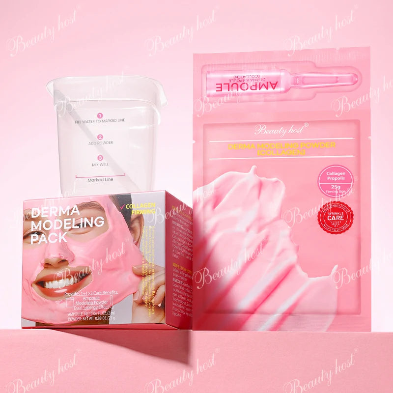 Pink Beauty Host Derma Modeling Pack with ampoule, powder sachet and mixing cup