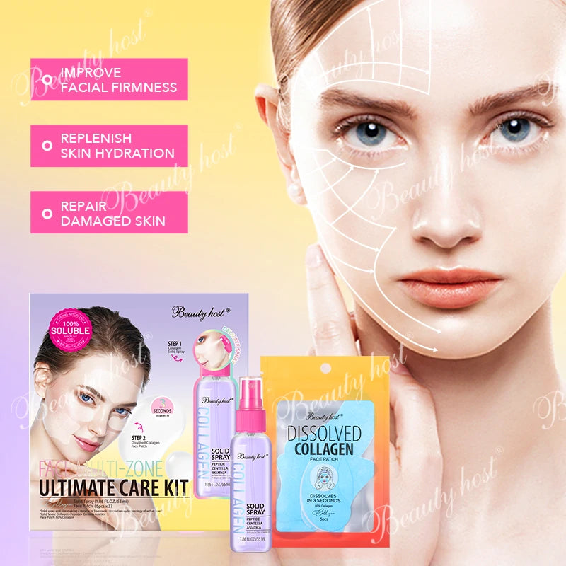 Beauty Host Multi-Zone Ultimate Care Kit with facial patch placement graphic