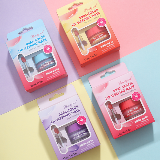 Dual Color Lip Skin Care Moisturizing Glowing Sleeping Mask With Brush 12g