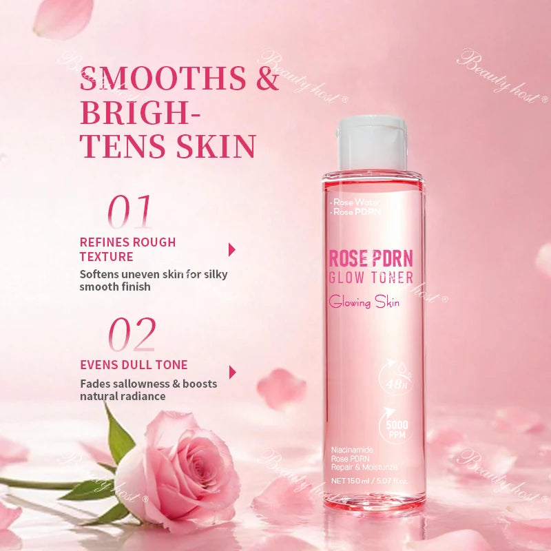Beauty Host Rose PDRN Glow Toner skin smoothing and brightening benefits